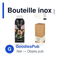 Bouteille inox personnalisable 600 ml bouchon acier avec logo - Waterdrop - Miniature 1