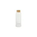 Variante Blanc - Bouteille inox personnalisable 600 ml bouchon bambou avec logo - Waterdrop