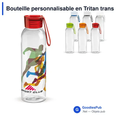 Bouteille personnalisable en Tritan transparent avec logo - 600 ml