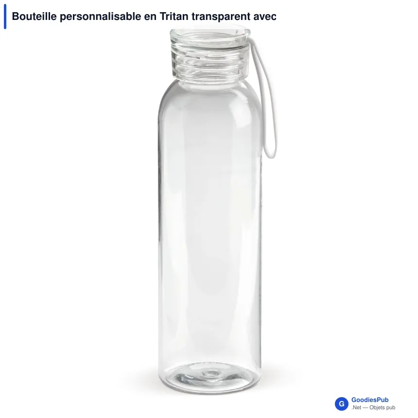 Bouteille personnalisable en Tritan transparent avec logo - 600 ml - Image 2