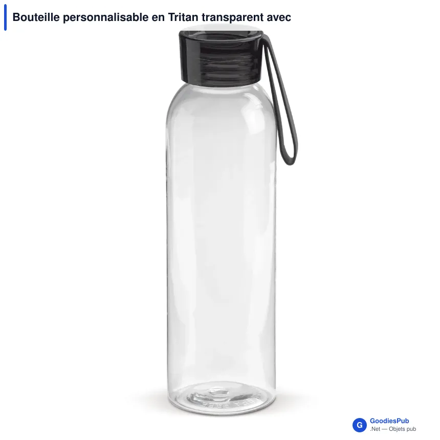 Bouteille personnalisable en Tritan transparent avec logo - 600 ml - Image 3