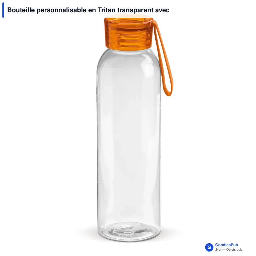 Bouteille personnalisable en Tritan transparent avec logo - 600 ml - Image 7