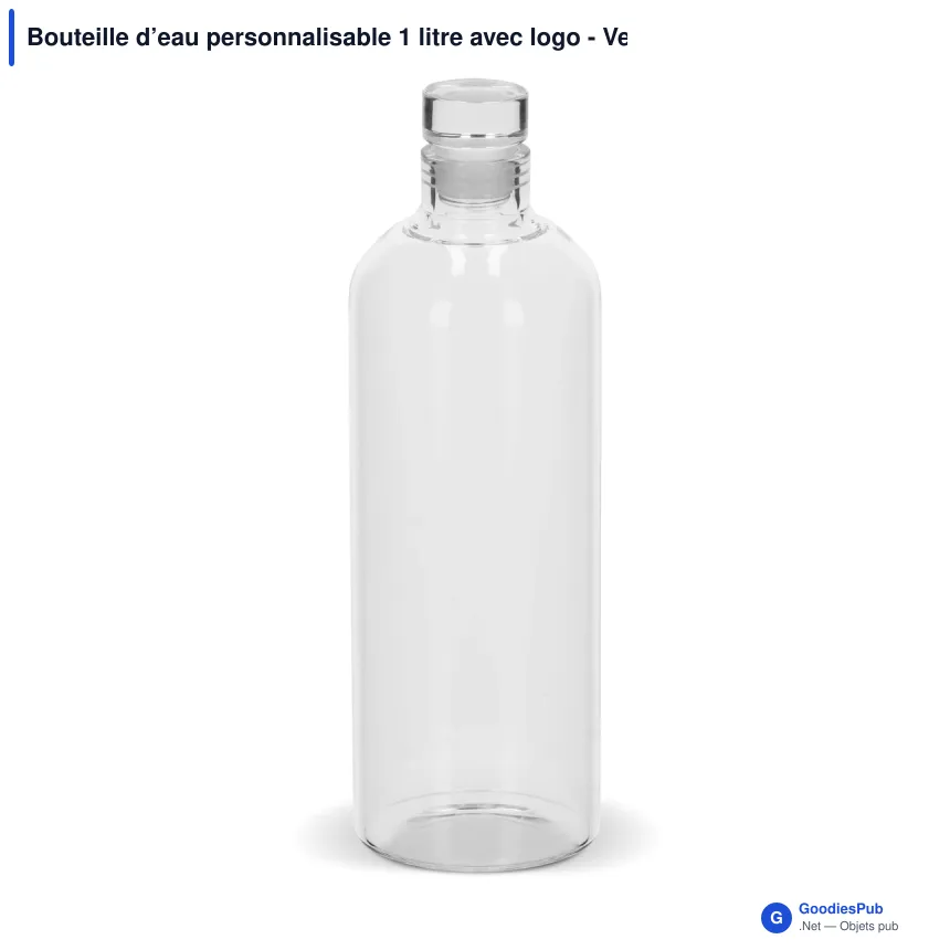 Bouteille d’eau personnalisable 1 litre avec logo - Verre borosilicate - Image 2