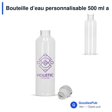 Bouteille d’eau personnalisable 500 ml avec logo - Verre borosilicate