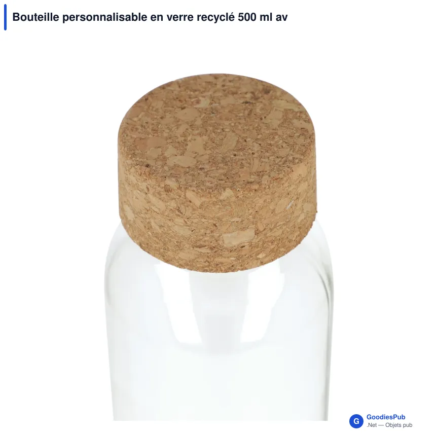Bouteille personnalisable en verre recyclé 500 ml avec logo - Bouchon liège - Image 2
