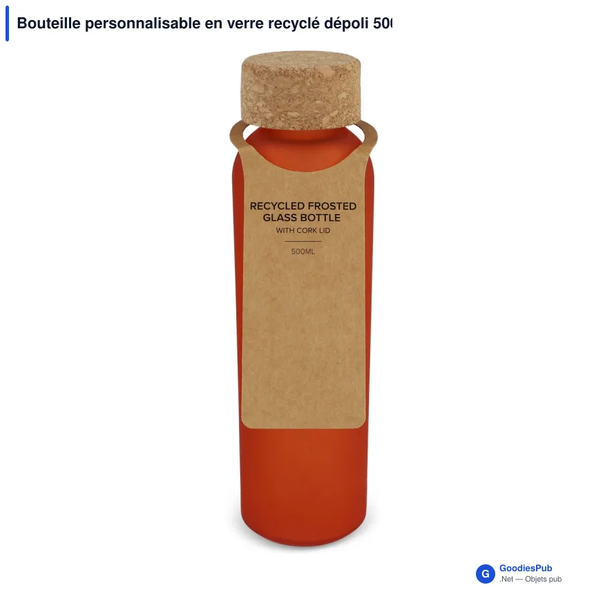 Bouteille personnalisable en verre recyclé dépoli 500 ml avec logo - Bouchon liège - Image 5