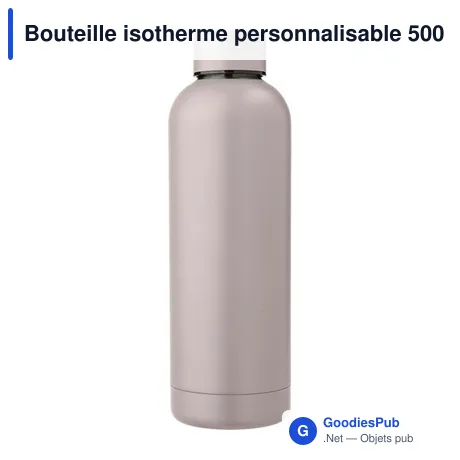 Bouteille isotherme personnalisable 500 ml en acier inoxydable recycléavec logo