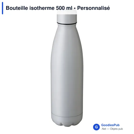 Bouteille isotherme personnalisable 500 ml avec logo - Noir - Image 1