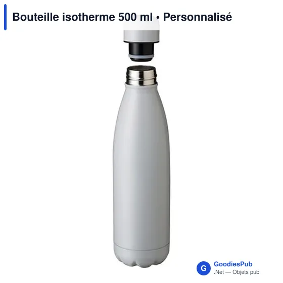 Bouteille isotherme personnalisable 500 ml avec logo - Noir - Image 2