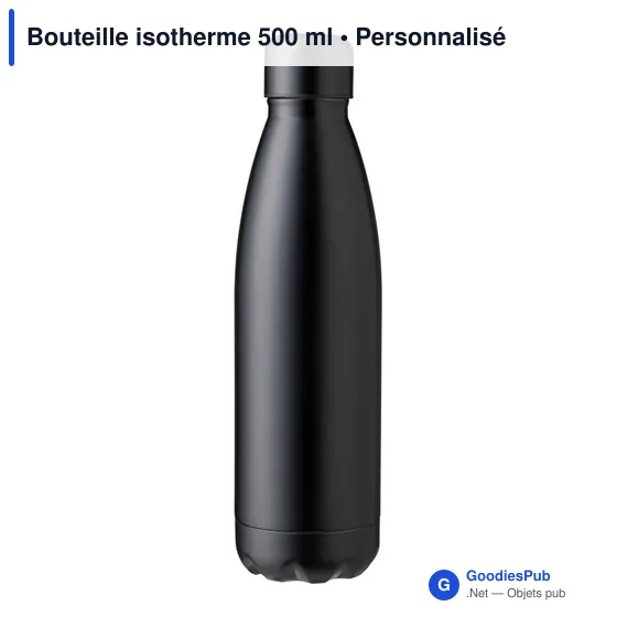 Bouteille isotherme personnalisable 500 ml avec logo - Noir - Image 6