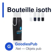 Bouteille isotherme personnalisable finition mate 600 ml avec logo - Mousqueton - Miniature 1