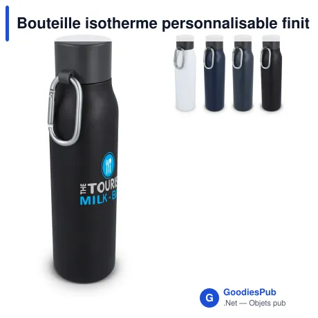 Bouteille isotherme personnalisable finition mate 600 ml avec logo - Mousqueton