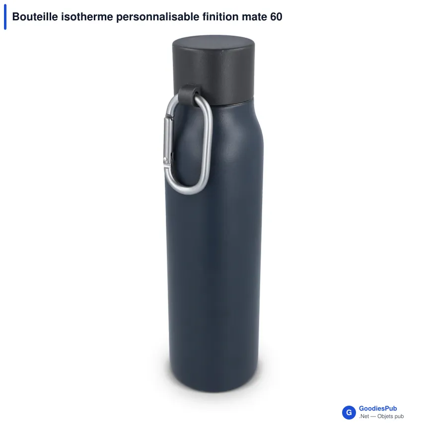 Bouteille isotherme personnalisable finition mate 600 ml avec logo - Mousqueton - Image 2