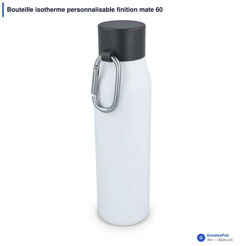 Bouteille isotherme personnalisable finition mate 600 ml avec logo - Mousqueton - Image 3