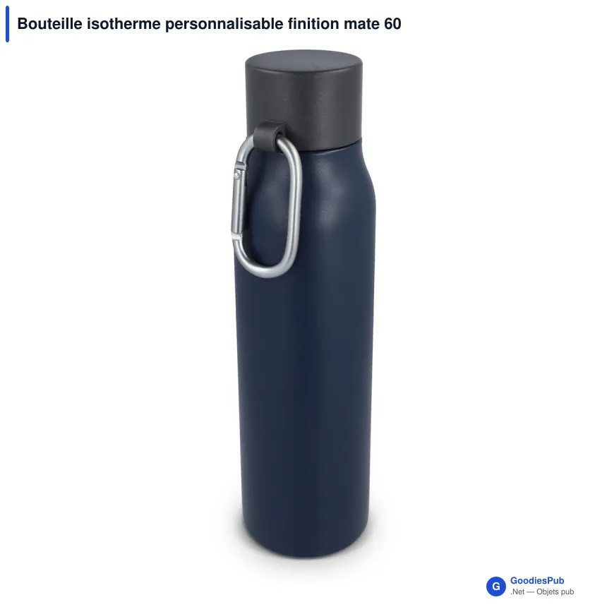 Bouteille isotherme personnalisable finition mate 600 ml avec logo - Mousqueton - Image 5