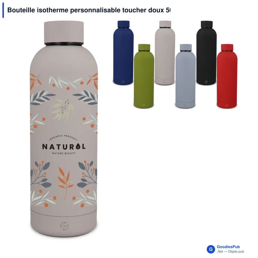 Bouteille isotherme personnalisable toucher doux 500 ml avec logo - Alchemy - Image 1