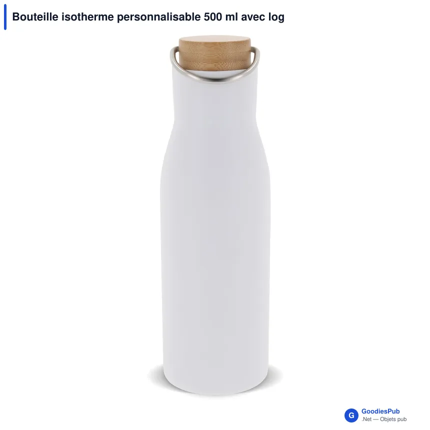 Bouteille isotherme personnalisable 500 ml avec logo - Couvercle bambou - Image 5