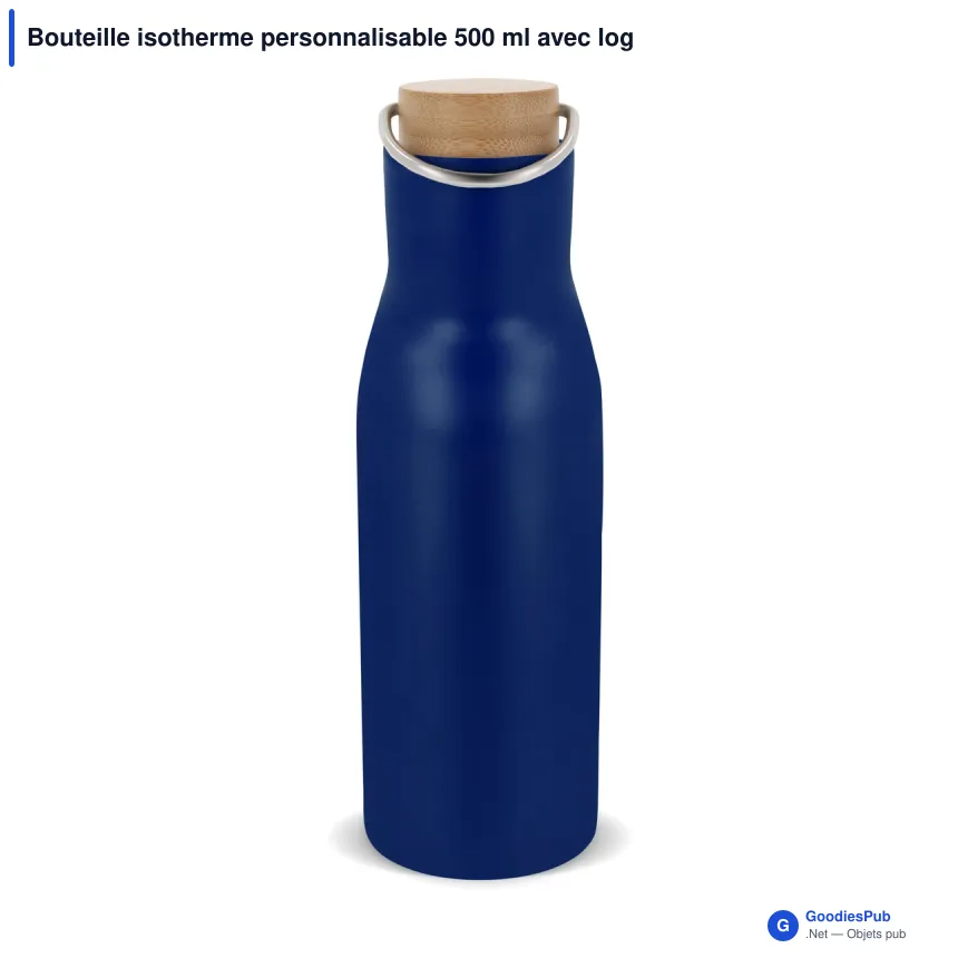 Bouteille isotherme personnalisable 500 ml avec logo - Couvercle bambou - Image 6