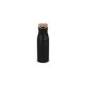 Variante Noir - Bouteille isotherme personnalisable 500 ml avec logo - Couvercle bambou