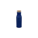 Variante Bleu foncé - Bouteille isotherme personnalisable 500 ml avec logo - Couvercle bambou