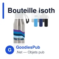 Bouteille isotherme personnalisable 600 ml à dragonne avec logo - Inox - Miniature 1
