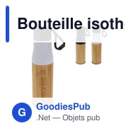 Bouteille isotherme personnalisable 500 ml à dragonne avec logo - Extérieur bambou - Miniature 1