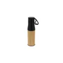 Variante Noir - Bouteille isotherme personnalisable 500 ml à dragonne avec logo - Extérieur bambou