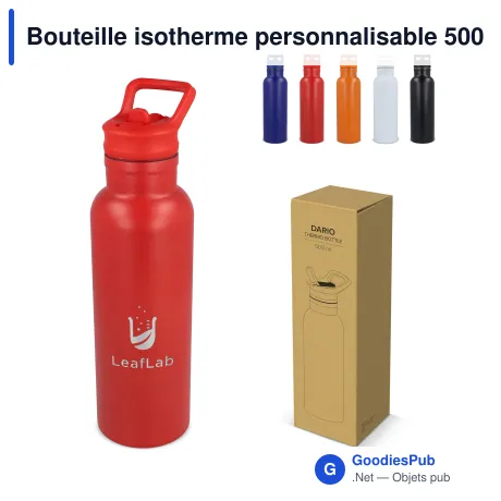 Bouteille isotherme personnalisable 500 ml en inox avec logo - Dario