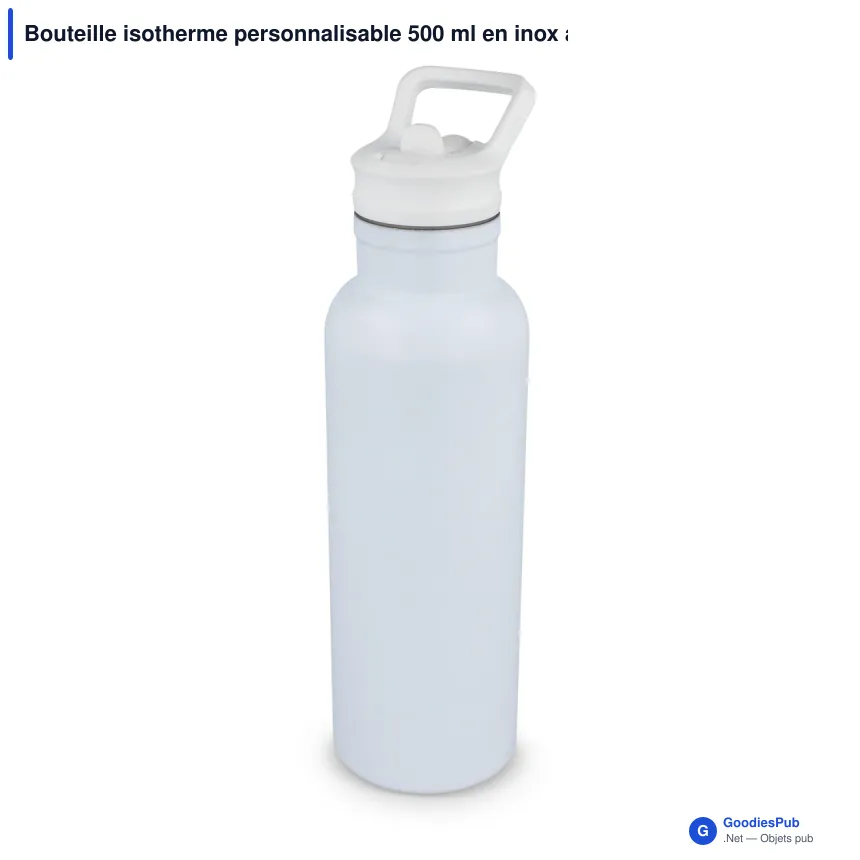 Bouteille isotherme personnalisable 500 ml en inox avec logo - Dario - Image 2