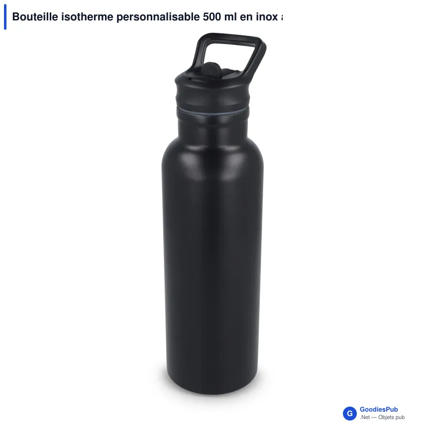 Bouteille isotherme personnalisable 500 ml en inox avec logo - Dario - Image 3