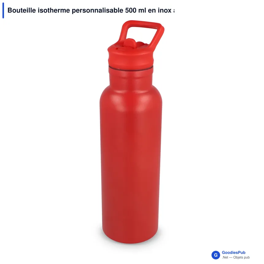 Bouteille isotherme personnalisable 500 ml en inox avec logo - Dario - Image 4