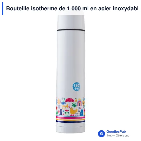 Bouteille isotherme personnalisable 1 000 ml avec logo - Quentin - Image 8