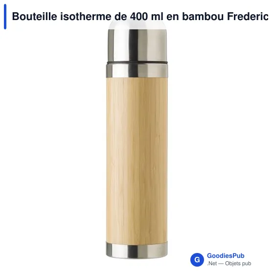 Bouteille isotherme personnalisable en bambou 400 ml - Fredericoavec logo - Image 1