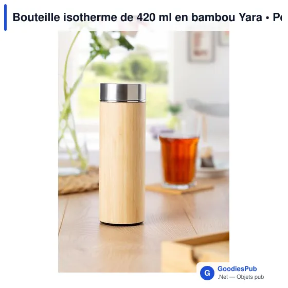 Bouteille isotherme personnalisable en bambou Yara avec logo - Image 4