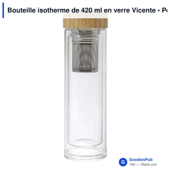 Bouteille isotherme personnalisable en verre Vicente avec logo - Image 1