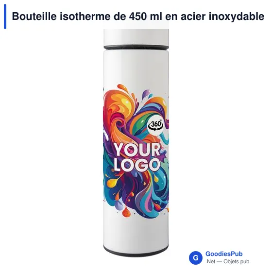 Bouteille isotherme personnalisable 450 ml en acier inoxydable - Maryavec logo - Image 10