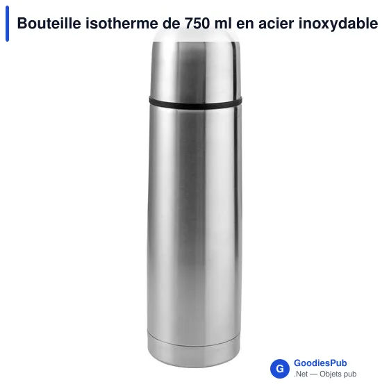 Bouteille isotherme personnalisable 750 ml avec logo - Alexandros - Image 2