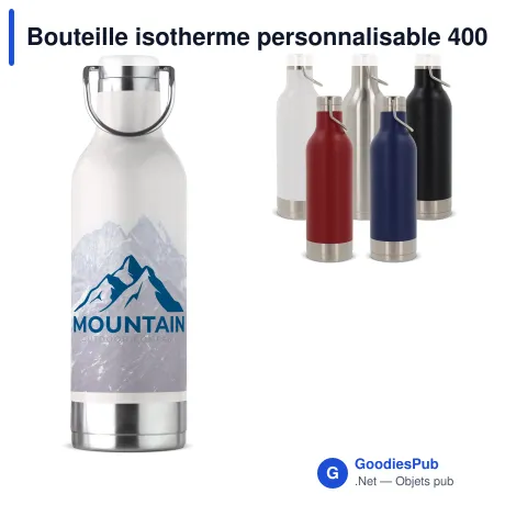 Bouteille isotherme personnalisable 400 ml avec logo - Acier inoxydable