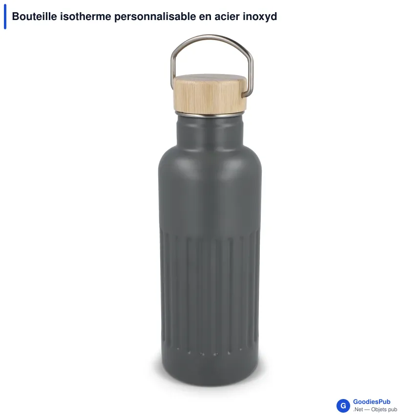 Bouteille isotherme personnalisable en acier inoxydable recyclé avec logo - 500 ml - Image 5