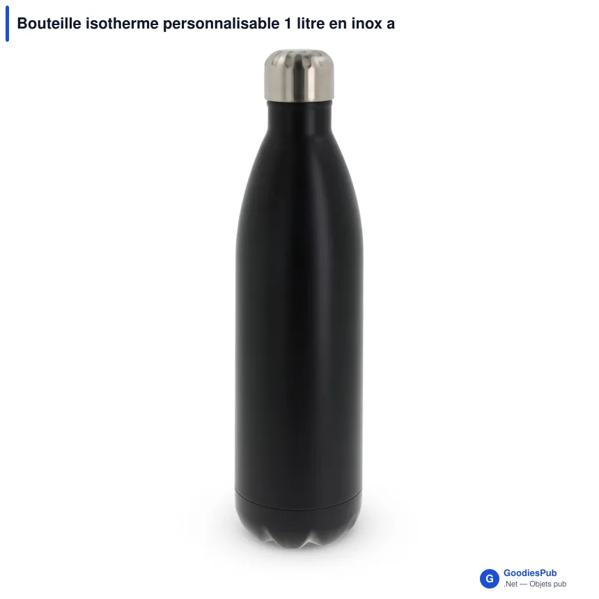 Bouteille isotherme personnalisable 1 litre en inox avec logo - Swing - Image 2