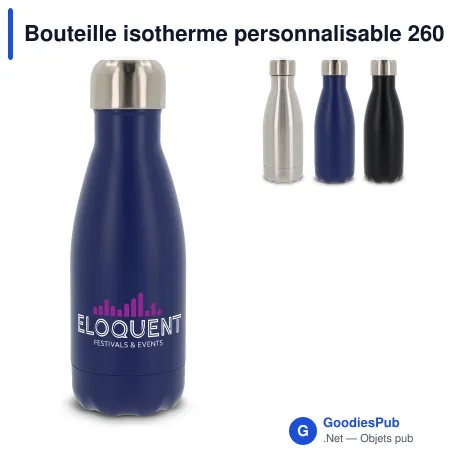 Bouteille isotherme personnalisable 260 ml en inox avec logo - Swing