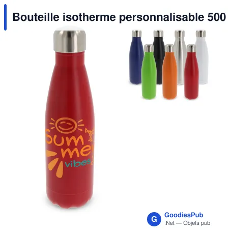 Bouteille isotherme personnalisable 500 ml en inox avec logo - Swing