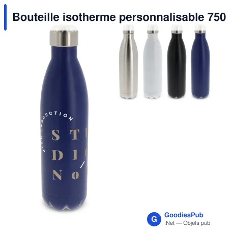 Bouteille isotherme personnalisable 750 ml en inox avec logo - Swing