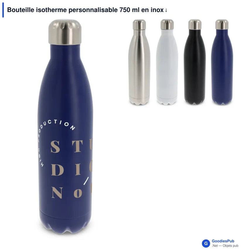 Bouteille isotherme personnalisable 750 ml en inox avec logo - Swing - Image 1