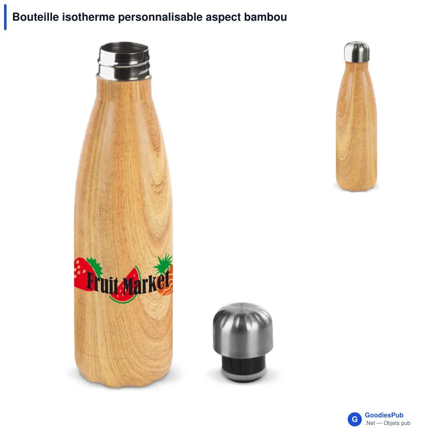 Bouteille isotherme personnalisable aspect bambou 500 ml avec logo - Swing - Image 1