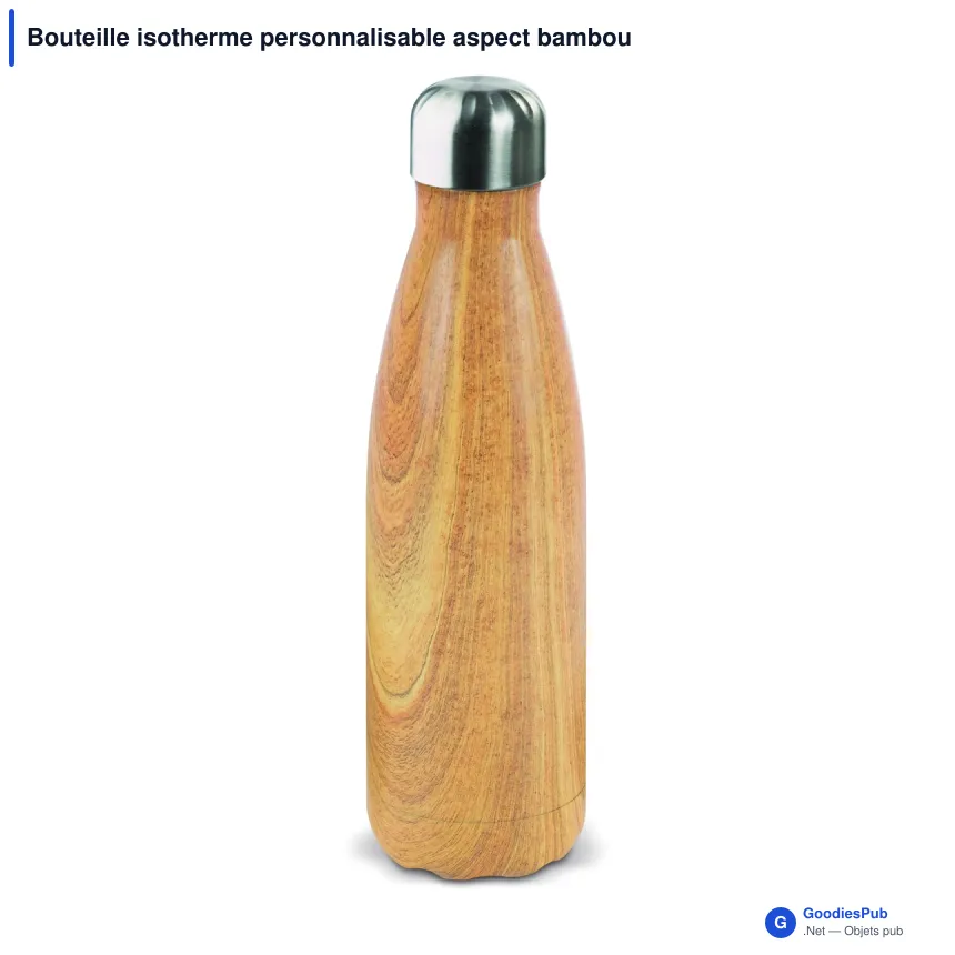 Bouteille isotherme personnalisable aspect bambou 500 ml avec logo - Swing - Image 2