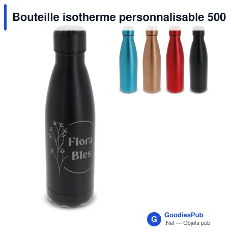 Bouteille isotherme personnalisable 500 ml en inox avec logo - Swing Luxe