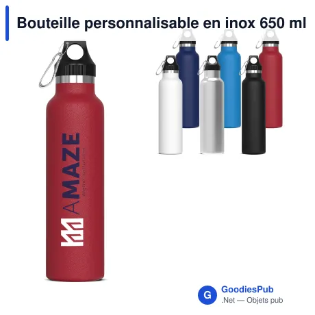 Bouteille personnalisable en inox 650 ml avec logo - Lennox