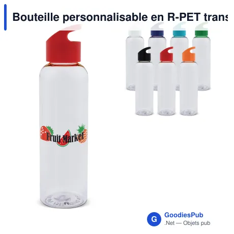 Bouteille personnalisable en R-PET transparente 600 ml avec logo - Loop