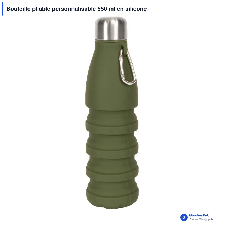Bouteille pliable personnalisable 550 ml en silicone avec logo - Sagaform Stig - Image 2